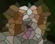 Mosaïque avec 100 cellules : rendu très stylisé proche du low poly art