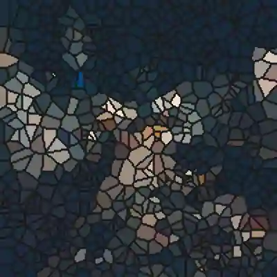 Paysage de montagne transformé en effet vitrail low poly avec 150 cellules